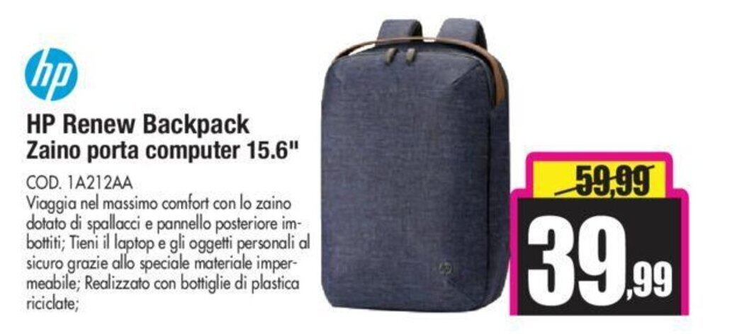 HP Renew Backpack Zaino porta computer 15.6\