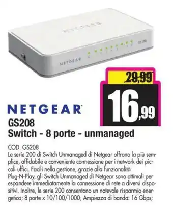 Wellcome Netgear GS208 Switch - 8 porte - unmanaged offerta