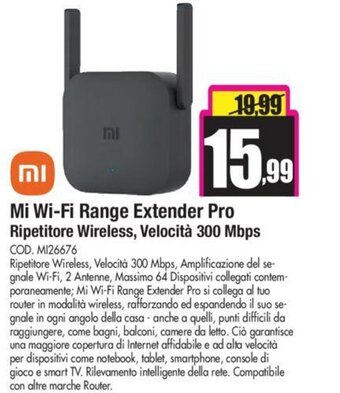 Wellcome Mi Wi-fi Range Extender Pro Ripetitore Wireless, Velocità 300 Mbps offerta