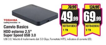 Wellcome Toshiba Canvio Basics HDD esterno 2.5" Super Speed USB 3.0 offerta