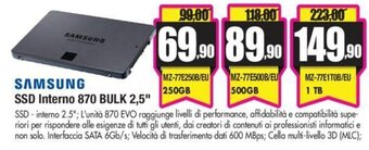 Wellcome Samsung SSD Interno 870 Bulk 2,5" offerta