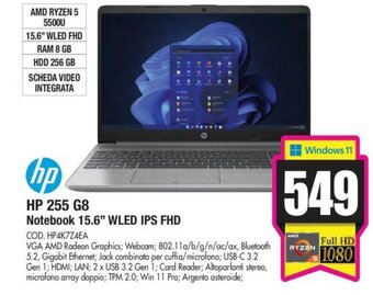 Wellcome HP 255 G8 Notebook 15.6" WLED IPS FHD offerta