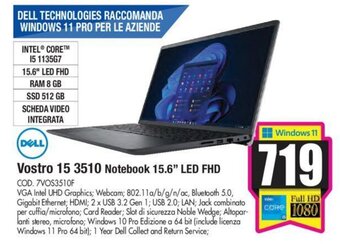 Dell Vostro 15 3510 Notebook 15.6" LED FHD