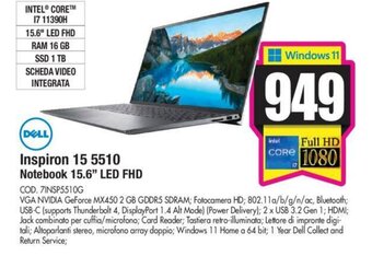 Wellcome Dell Inspiron 15 5510 Notebook 15.6" LED FHD offerta