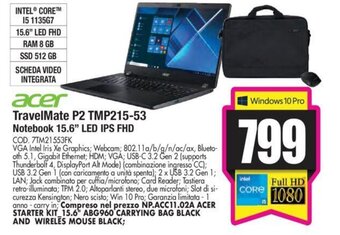 Wellcome Acer TravelMate P2 TMP215-53 Notebook 15.6" LED IPS FHD offerta