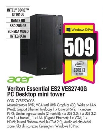 Wellcome Acer Veriton Essential ES2 VES2740G PC Desktop mini tower offerta