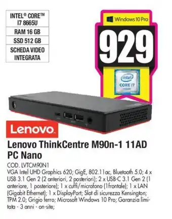 Wellcome Lenovo ThinkCentre M90n-1 11AD PC Nano offerta