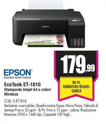 Wellcome Epson EcoTank ET-1810 offerta