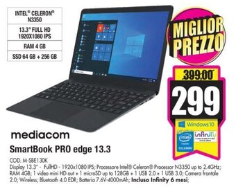 Wellcome Mediacom SmartBook PRO edge 13.3 offerta
