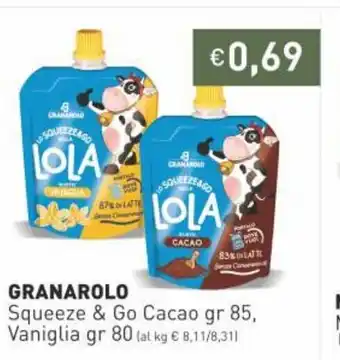 Prezzemolo e Vitale Granarolo Squeeze & Go Cacao gr 85 offerta