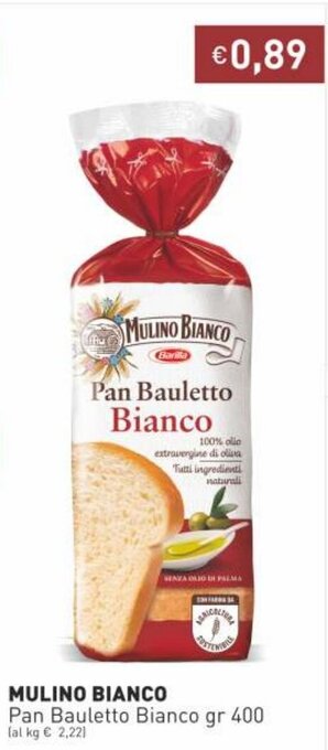 Prezzemolo e Vitale Mulino Bianco Pan Bauletto Bianco gr 400 offerta