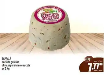 Zappalá Caciotta gustosa olive peperoncino e rucola sv 2 Kg