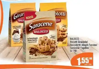 Balocco Biscotti Girandole/Gocciolotti/Allegre Faccine/Saracene/Fagottini 700 Gr.