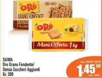 Saiwa Oro Grano Fondente Senza Zuccheri Aggiunti 300 Gr.