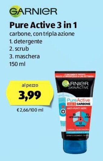 ALDI Garnier Pure Active 3 in 1 150ml offerta