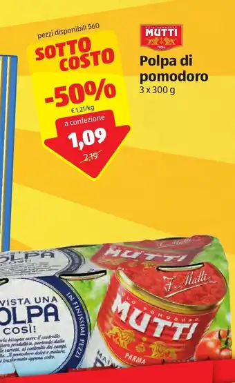 ALDI Mutti Polpa di pomodoro 3x300g offerta