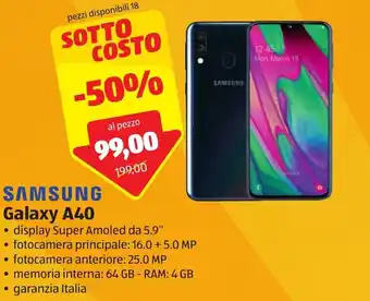 ALDI Samsung Galaxy A40 offerta