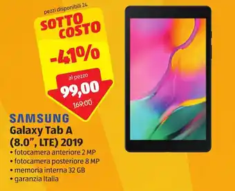ALDI Samsung Galaxy Tab A (8.0", LTE) 2019 offerta