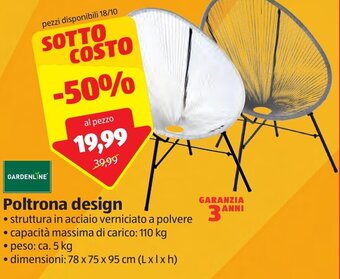 ALDI Gardenline Poltrona design offerta