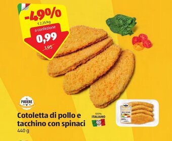 Il Podere Cotoletta di pollo e tacchino con spinaci 440g