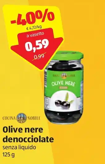 ALDI Cucina Nobile Olive nere denocciolate 125g offerta