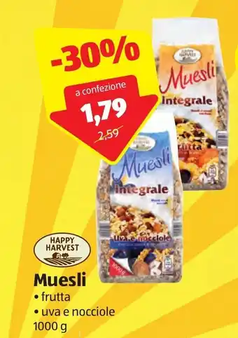 ALDI Happy Harvest Muesli 1000g offerta