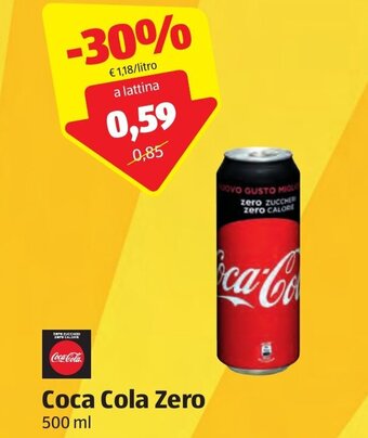 ALDI Coca Cola Zero 500 ml offerta
