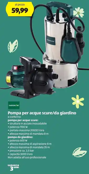 ALDI Gardenline Pompa pr acque scure/da giardino offerta