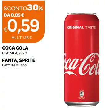 Ekom Coca Cola Classica, Zero oder Fanta, Sprite Lattina 500 ml offerta