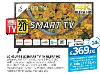IperFamila LG 43UP751C Smart TV 4K Ultra HD offerta