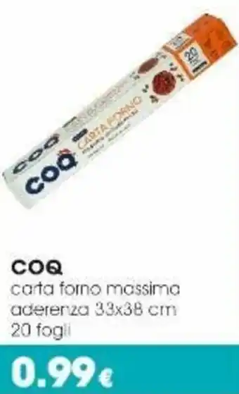 Tigotà COQ Carta forno massimo aderenza 33x38 cm 20 fogli offerta