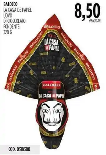 Carico Cash & Carry Balocco La Casa de Papel Uovo di Cioccolato Fondente 320g offerta