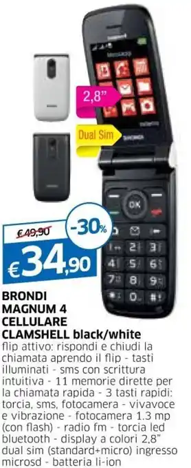 IperFamila Brondi Magnum 4 Cellulare Clamshell black/white offerta