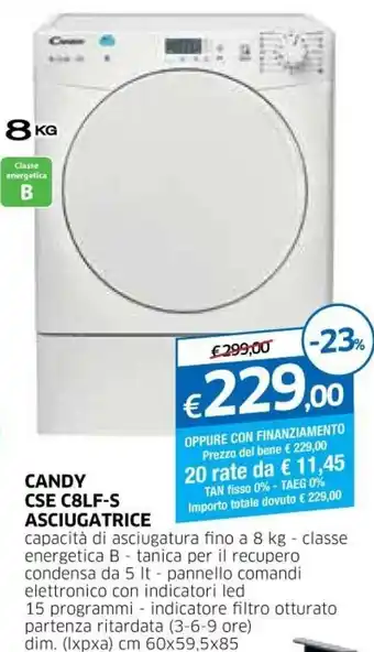 IperFamila Candy CSE C8LF-S Asciugatrice offerta