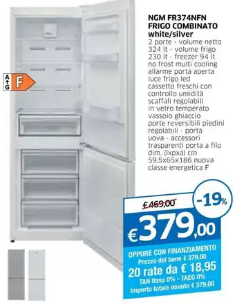 IperFamila NGM FR374NFN Frigo Combinato white/silver offerta