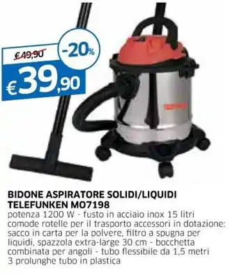 Bidone Aspiratore Solidi/Liquidi Telefunken MO7198