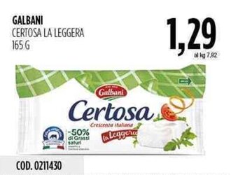 Carico Cash & Carry Galbani Certosa La Leggera 165 g offerta