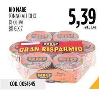 Carico Cash & Carry Rio Mare Tonno All'Olio di Oliva 80 g x 7 offerta