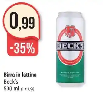 Supermercati Gulliver Beck's Birra in lattina 500 ml offerta