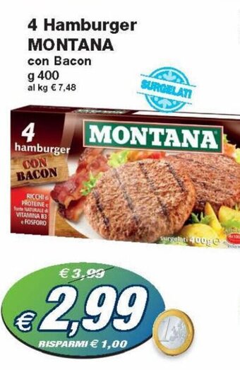 Prix Quality Montana 4 Hamburger con Bacon g 400 offerta