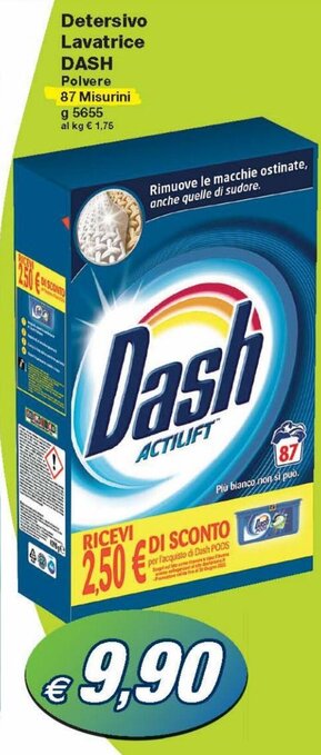 Prix Quality Dash Detersivo Lavatrice Polvere 87 Misurini g 5655 offerta