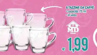 MD Discount 6 Tazzine da Caffè 75 ml offerta