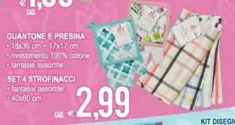 MD Discount Guantone e Presina 18x30 cm + 17x17 cm/ Set 4 Strofinacci 40x60 cm offerta