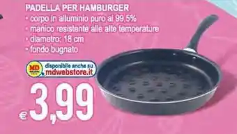 MD Discount Padella per Hamburger 18 cm offerta