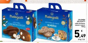 Spazio Conad Colomba Melegatti caffé borbone, cacao e cocco, 750g offerta