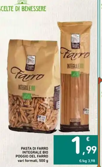 Spazio Conad Pasta Di Farro Integral Bio Poggio Del Farro vari formati, 500g offerta
