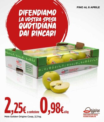 Unicoop Mele Golden Origine Coop, 2,3 kg offerta
