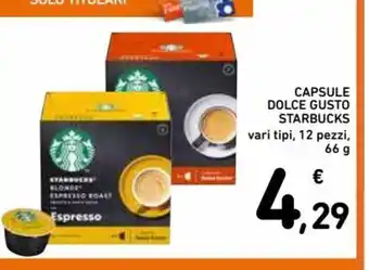 Spazio Conad Capsule Dolce Gusto Starbucks vari tipi, 12 pezzi, 66 g offerta