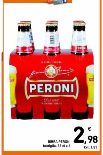 Spazio Conad Birra Peroni bottiglia, 33 cl x 6 offerta