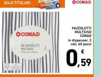 Spazio Conad Fazzoletti Multiuso Conad in dispenser, 3 veli, 60 pezzi offerta
